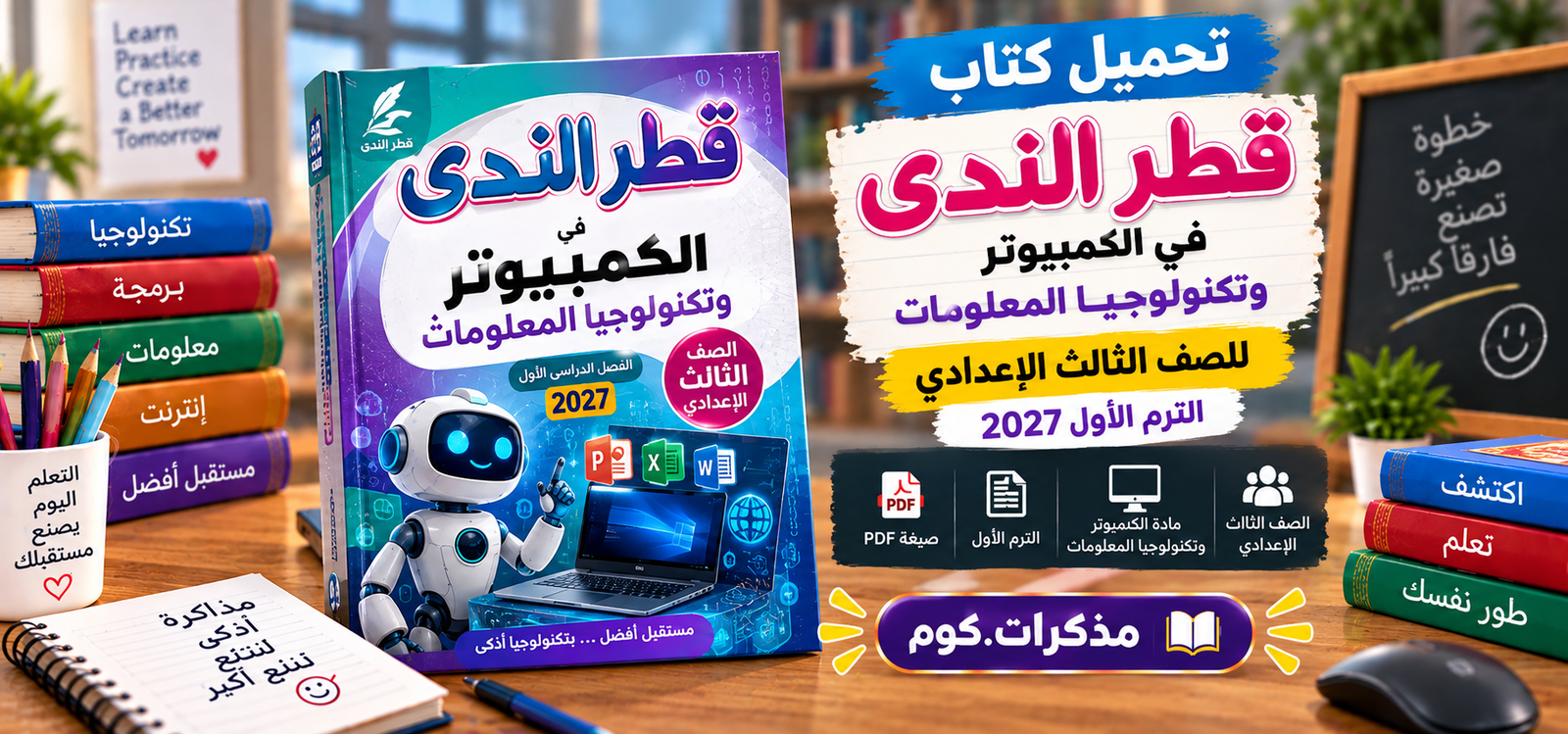 تحميل كتاب قطر الندى في الكمبيوتر وتكنولوجيا المعلومات للصف الثالث الإعدادي الترم الأول 2027 PDF