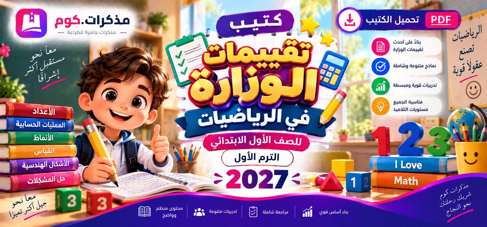 كتاب تقييمات رياضيات أولى ابتدائي 2027 PDF