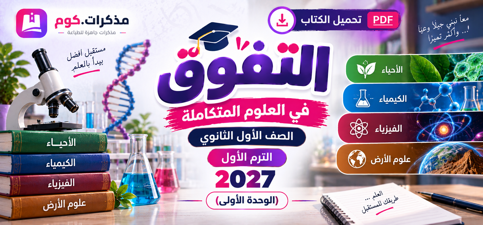 تحميل كتاب التفوق في العلوم المتكاملة للصف الاول الثانوي الترم الاول 2027 pdf (الوحدة الاولى)