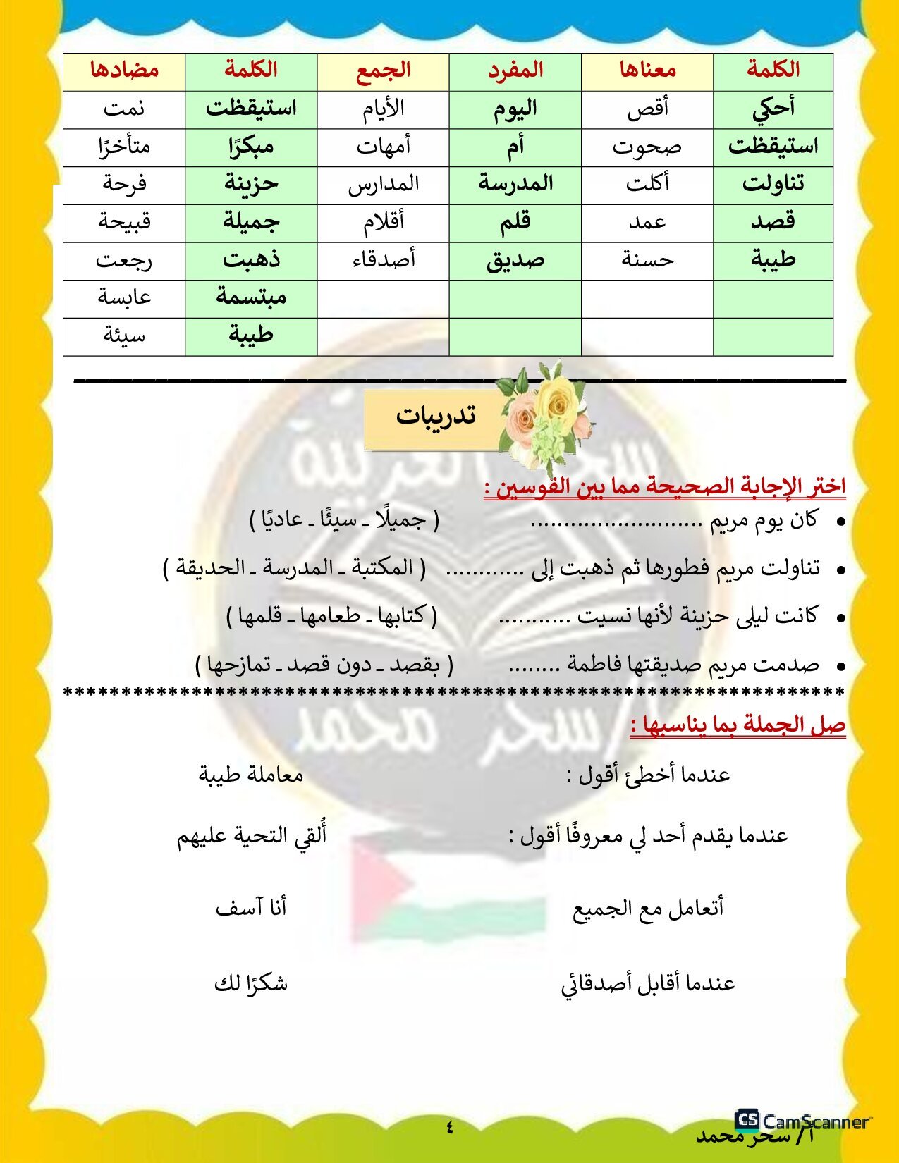 اقوى مذكرة لغة عربية للصف الثاني الابتدائى الترم الاول 2027 pdf اعداد الاستاذة/سحر محمد - معاينة الصفحة 4